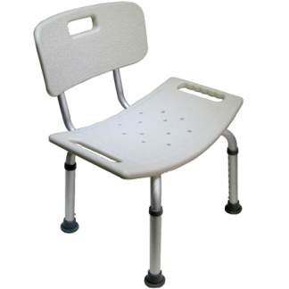 Small shower seat with back. Weight limit 250 lbs.